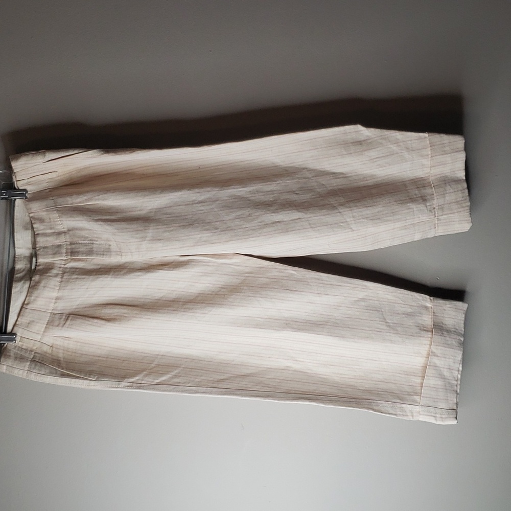 Banana Republic Stripe Wide Leg Linen and Cotton Blend Pants 8